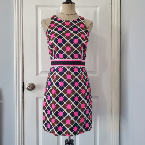 Milly Dresses & Skirts - Milly Pink, Blue and Brown Geometric Sheath Dress